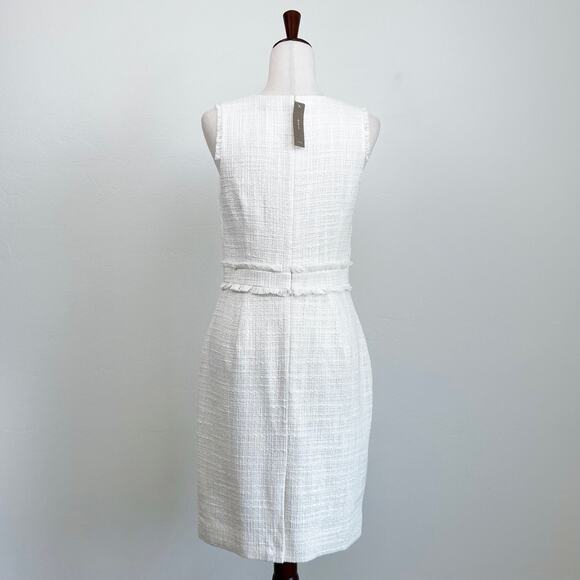 J. Crew White Tweed Sleeveless Knee Length Pencil Sheath Dress NWT - Picture 8 of 10